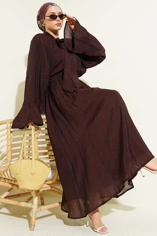 Ensemble deux pièces oversize avec jupe à nouer couleur café amer