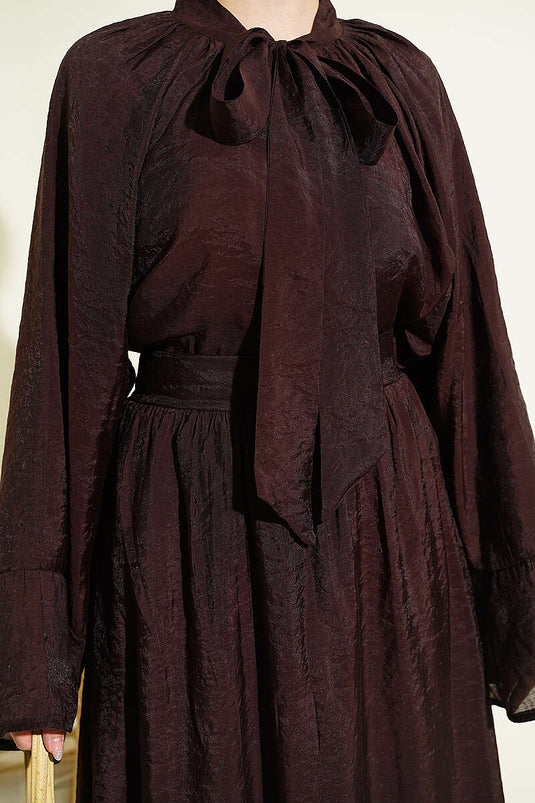 Ensemble deux pièces oversize avec jupe à nouer couleur café amer