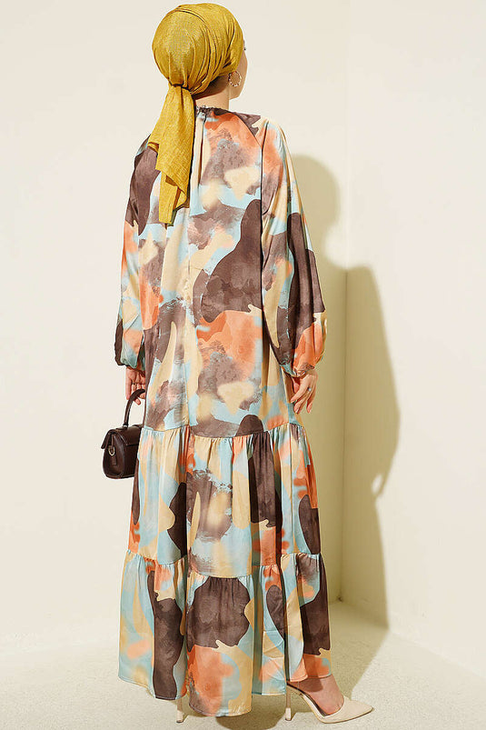 Vestido Estampado Con Cuello Menta