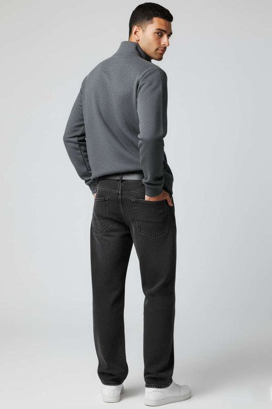 Herren-Sweatshirt mit Druckknöpfen, Thessaloniki-Motiv, Dunkelgrau