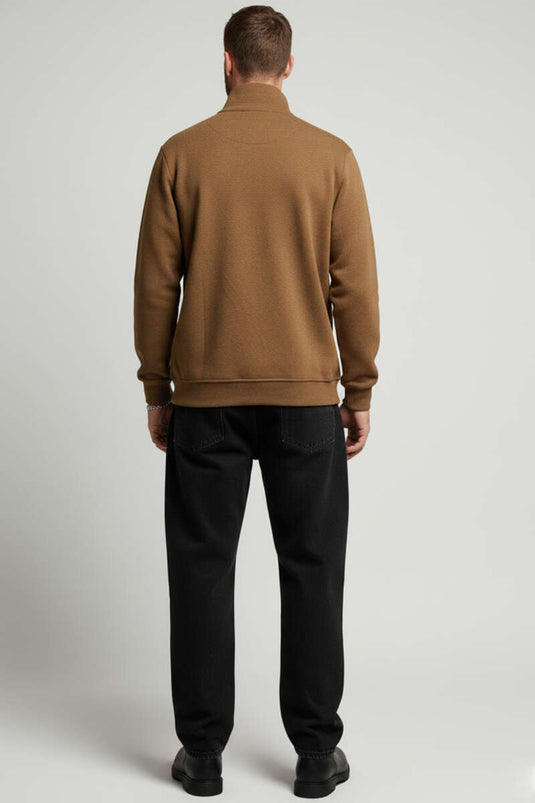 Herren-Sweatshirt mit Druckknöpfen, Thessaloniki-Motiv, Hellbraun