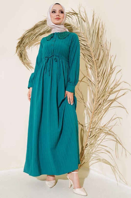 Blondekrave Halvknap Kjole Emerald