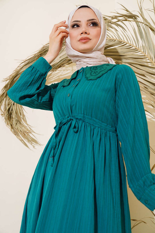 Blondekrave Halvknap Kjole Emerald