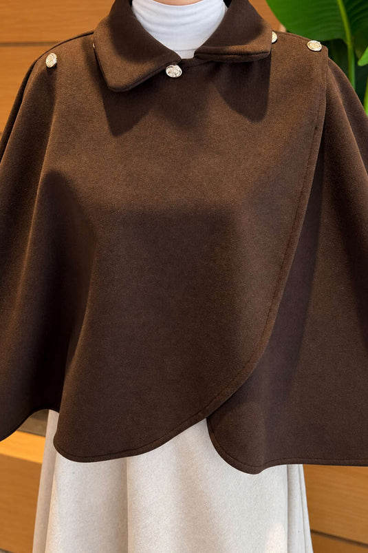 Brown Button Detail Cape