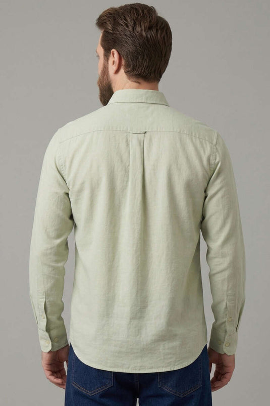 Men's Shirt with Collar Buttons in Pistachio Green