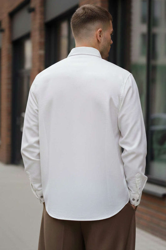 Collared Buttoned Men's Athletic Shirt White