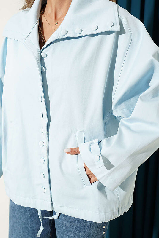Giacca Oversize Blu Con Colletto E Bottoni