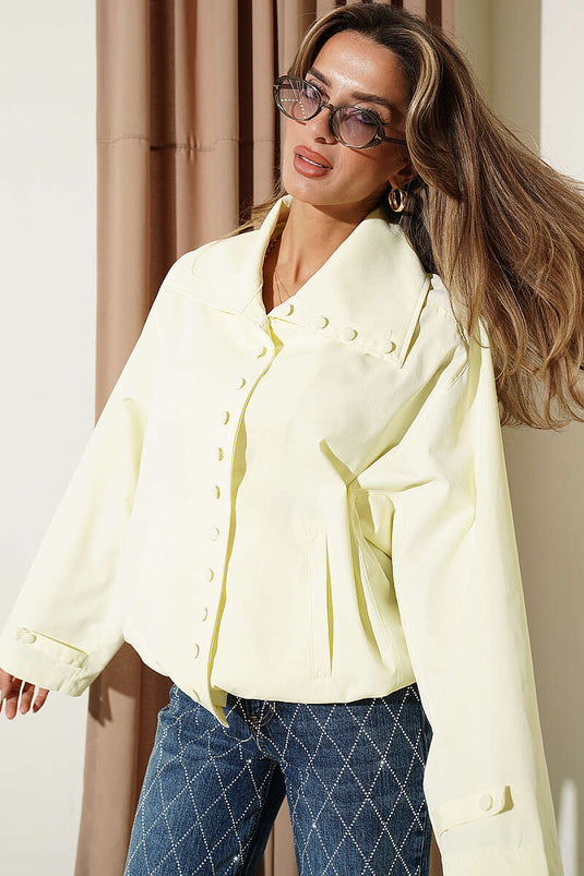 Yellow Oversized Button-Front Jacket