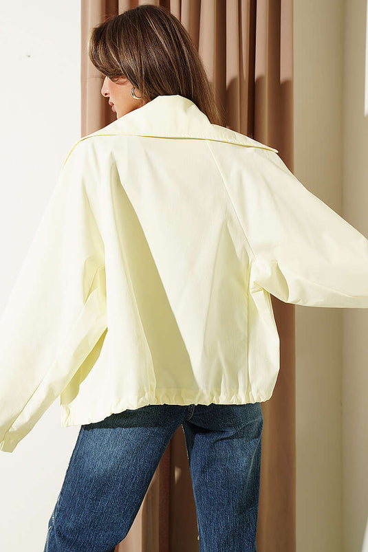 Yellow Oversized Button-Front Jacket