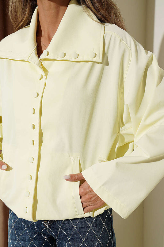 Yellow Oversized Button-Front Jacket