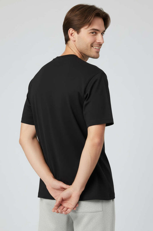 Collar Injection Printed Men's T-shirt Black