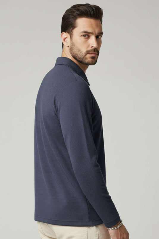 Yaka Fermuarlı Basic Erkek Sweatshirt Füme