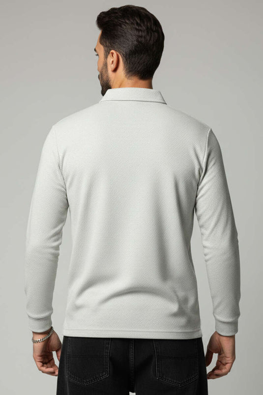 Yaka Fermuarlı Basic Erkek Sweatshirt Gri