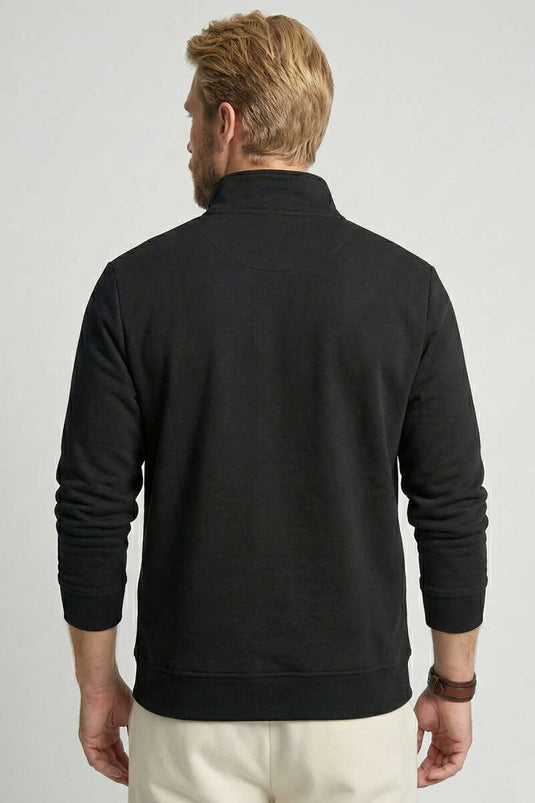 Sweat-shirt pour homme à deux fils avec fermeture éclair Yaka noir