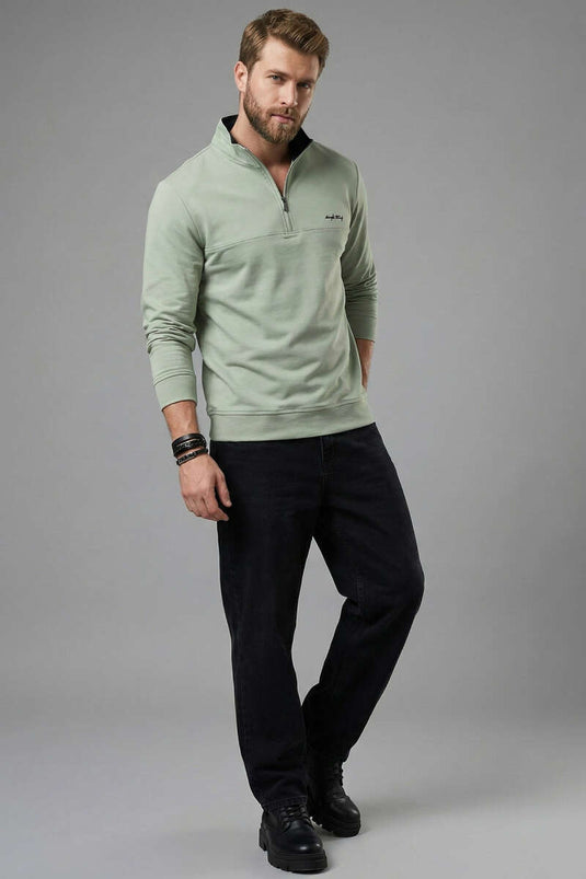 Sweat-shirt pour homme à deux fils avec fermeture éclair Yaka Vert