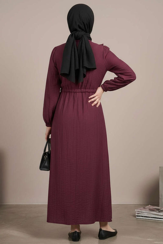 Robe à volants avec ceinture à passants Bordeaux