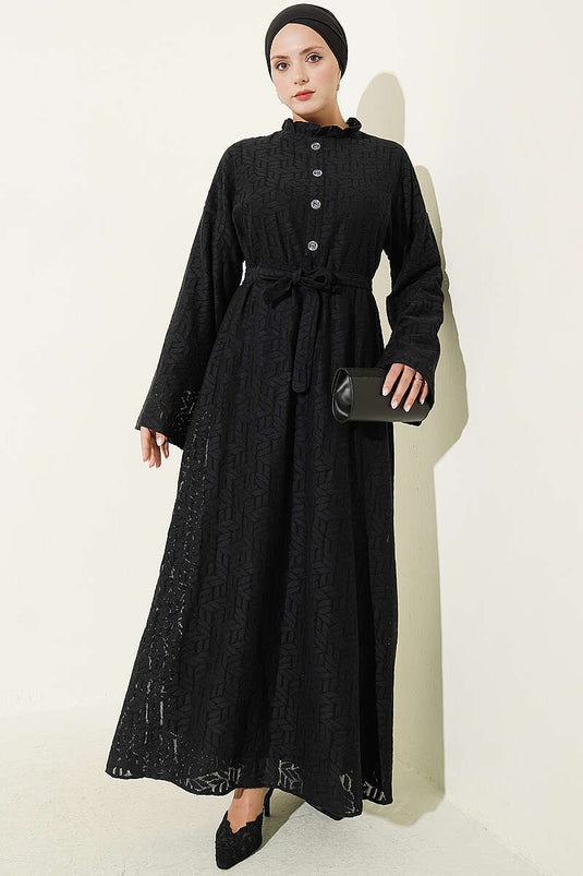 Schwarzes Rüschiges Spitzenkleid