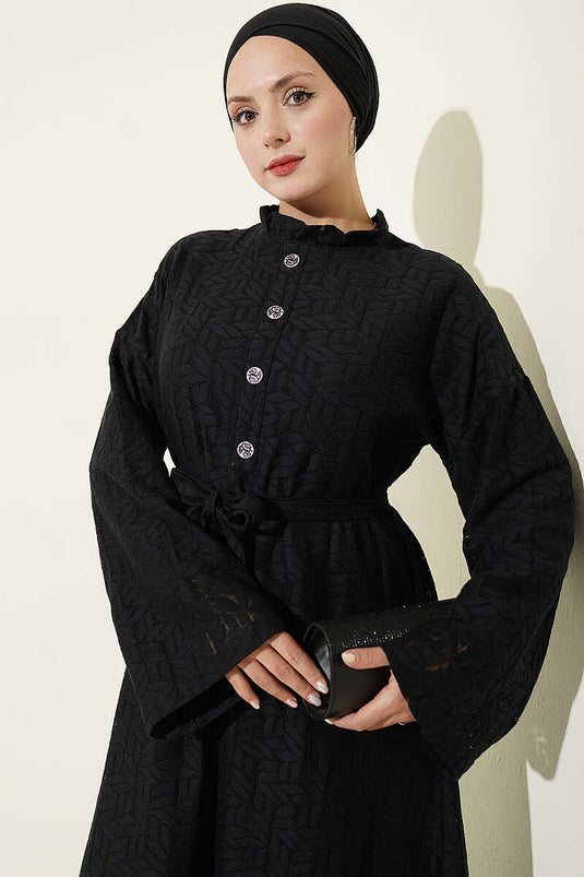 Schwarzes Rüschiges Spitzenkleid