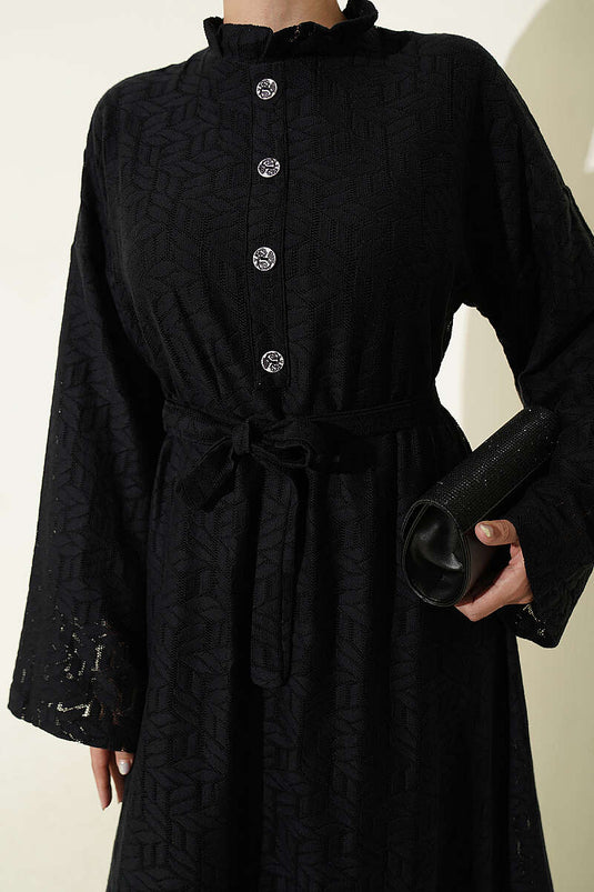 Schwarzes Rüschiges Spitzenkleid