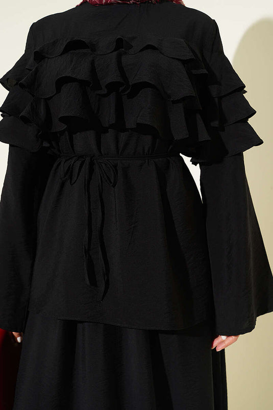 Ensemble deux pièces avec jupe à volants Yaka noir