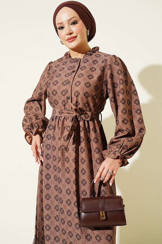Robe Ethnique À Volants Haki