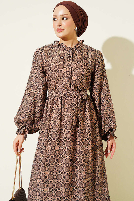 Vestido Boho Con Volantes Color Latte