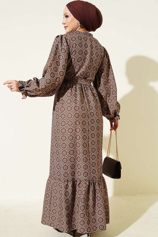 Vestido Boho Con Volantes Color Latte