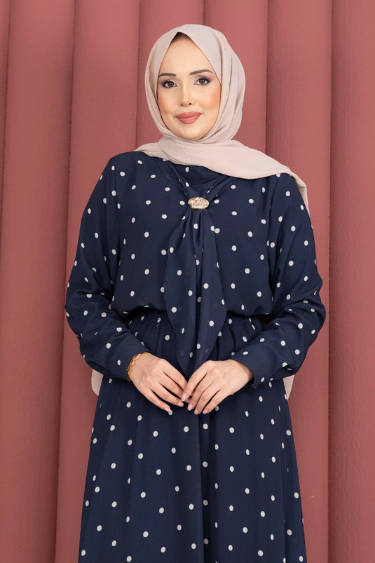 Ensemble jupe à pois avec foulard Yaka Indigo