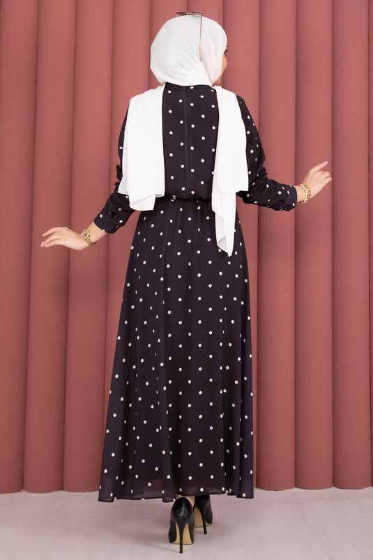Ensemble jupe à pois avec foulard Yaka noir
