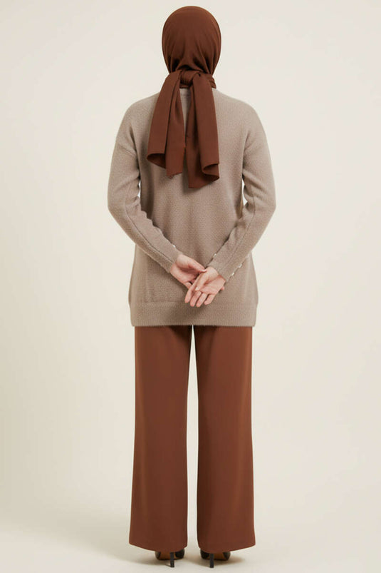 Yaka İncili Sakallı Tunik Vizon