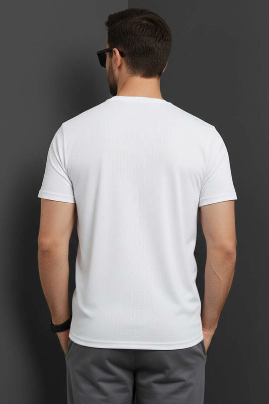 Men's Sports T-shirt with Collar Logo White