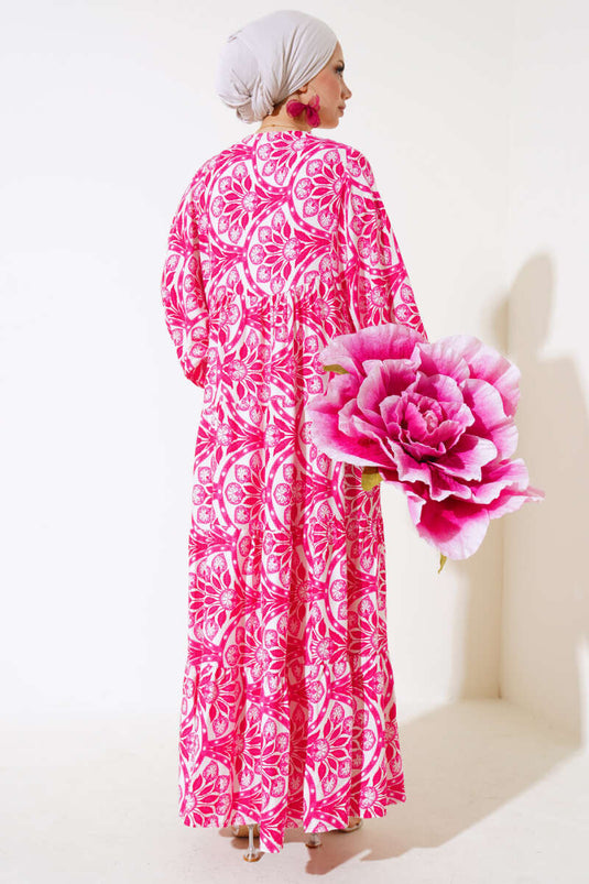 Robe à motifs avec col et pampilles Fusya