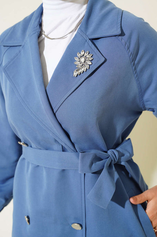 Stone Collar Lined Trench Coat Indigo