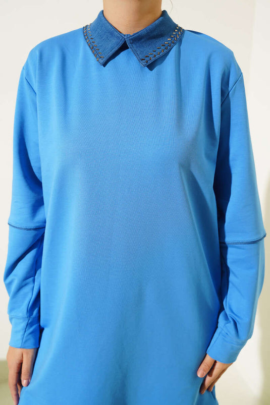 Stone Collar Two Thread Tunic Blue