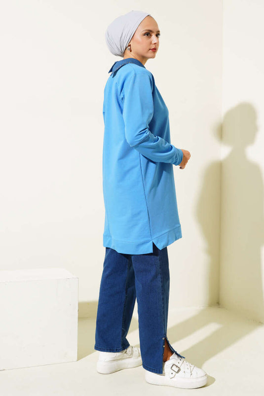 Stone Collar Two Thread Tunic Blue