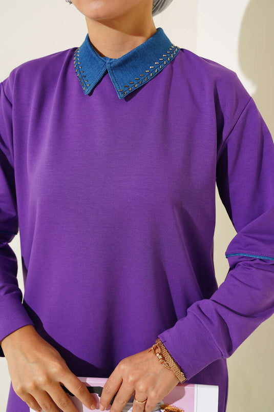Stone Collar Two Thread Tunic Violet