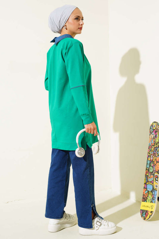 Stone Collar Two Thread Tunic Green