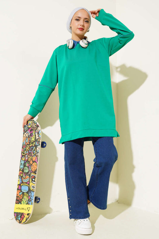 طوق مرصع بخيطين تونيك أخضر