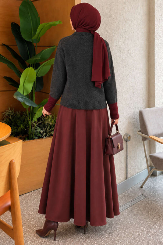 Gilet En Maille À Col Montant Orné De Cœurs Et De Pierres, Couleur Fumé