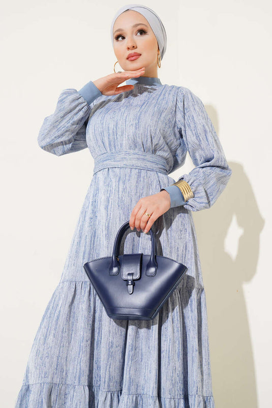 Yaka Ve Kol Ribanalı Elbise Haki Indıgo