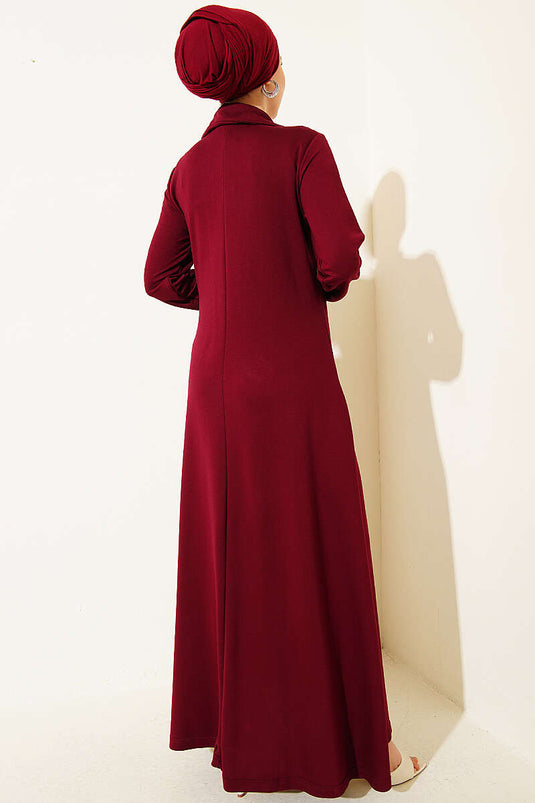 Yaka Half-Zip Loyşa Dress Burgundy