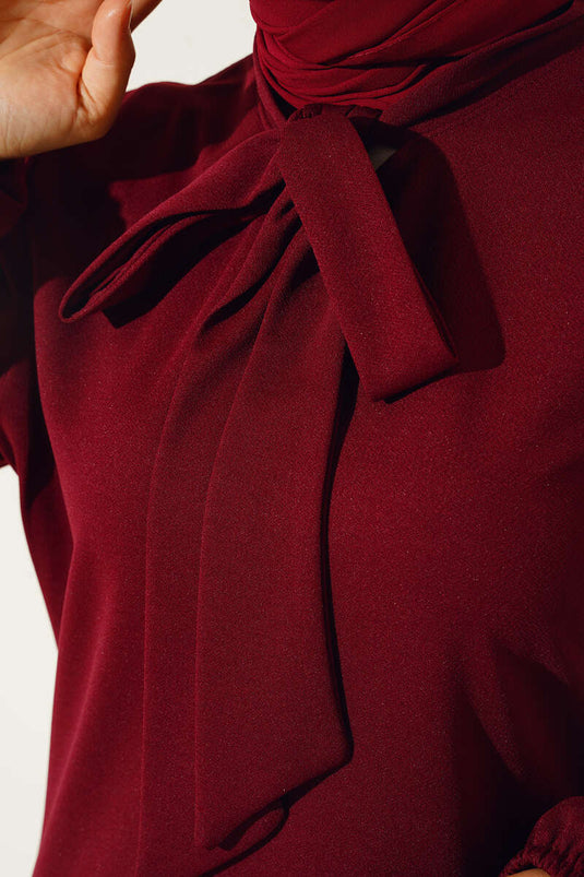 Yakası Bağlamalı İkili Takım Bordo