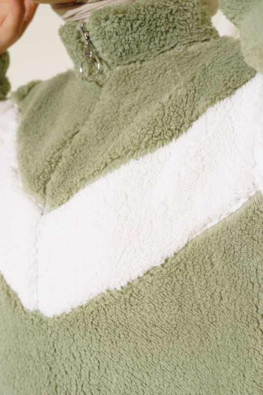 Tunique peluche menthe avec col zippé