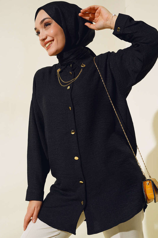قميص قلادة أسود