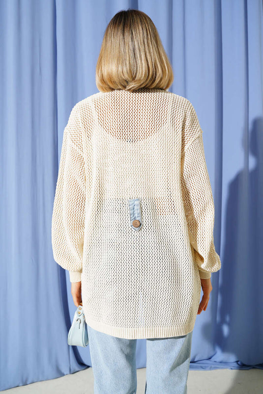 Gilet en maille denim beige