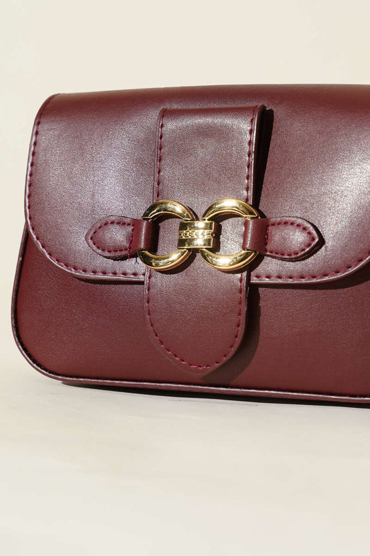 Yaldız Tokalı Kadın El Çantası Bordo