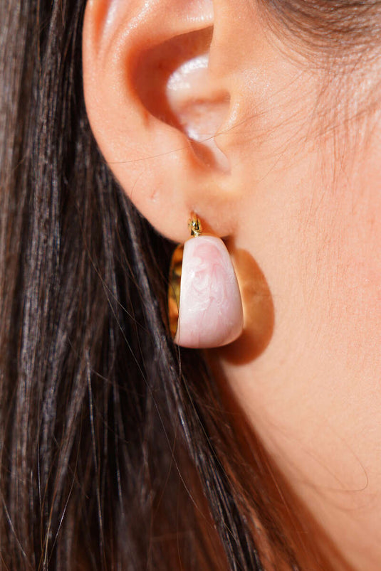 Boucles d'oreilles roses dorées