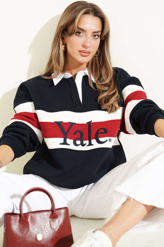 Navy Yale Druck Sweatshirt