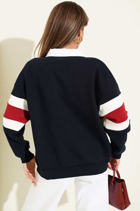 Navy Yale Druck Sweatshirt