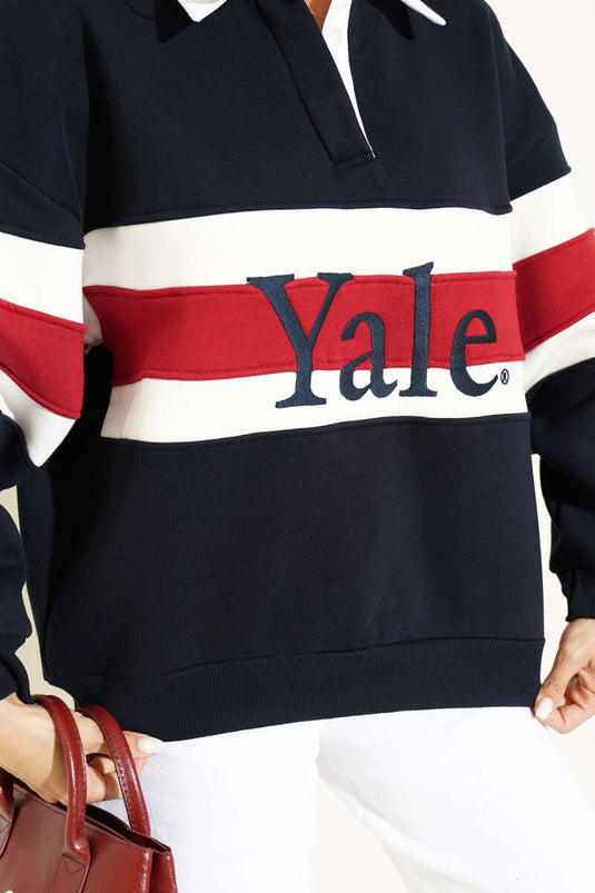 Navy Yale Druck Sweatshirt